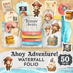 Diario de basura infantil, diario pirata imprimible, kit de cascada para niños, efímera de búsqueda del tesoro, páginas de álbum de recortes