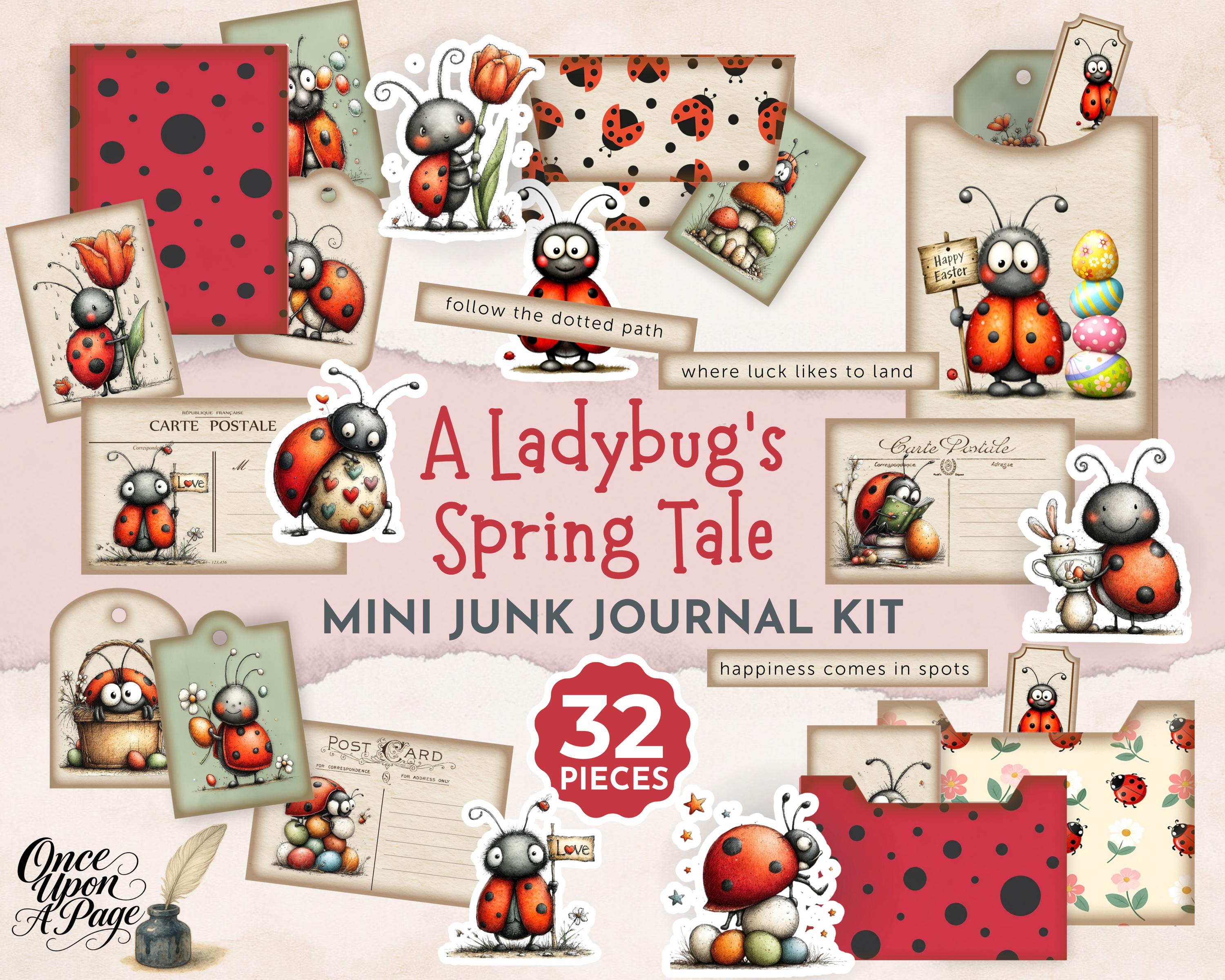 Printable Insect Journal Ladybug Junk Journal Mini Kit, Spring Easter Ephemera & Fussy Cuts ...