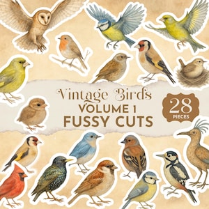 Vintage Birds Fussy Cuts Junk Journal, Printable Bird Ephemera for Journaling, Scrapbooking, Nature Crafts, Collage Sheets printable journal