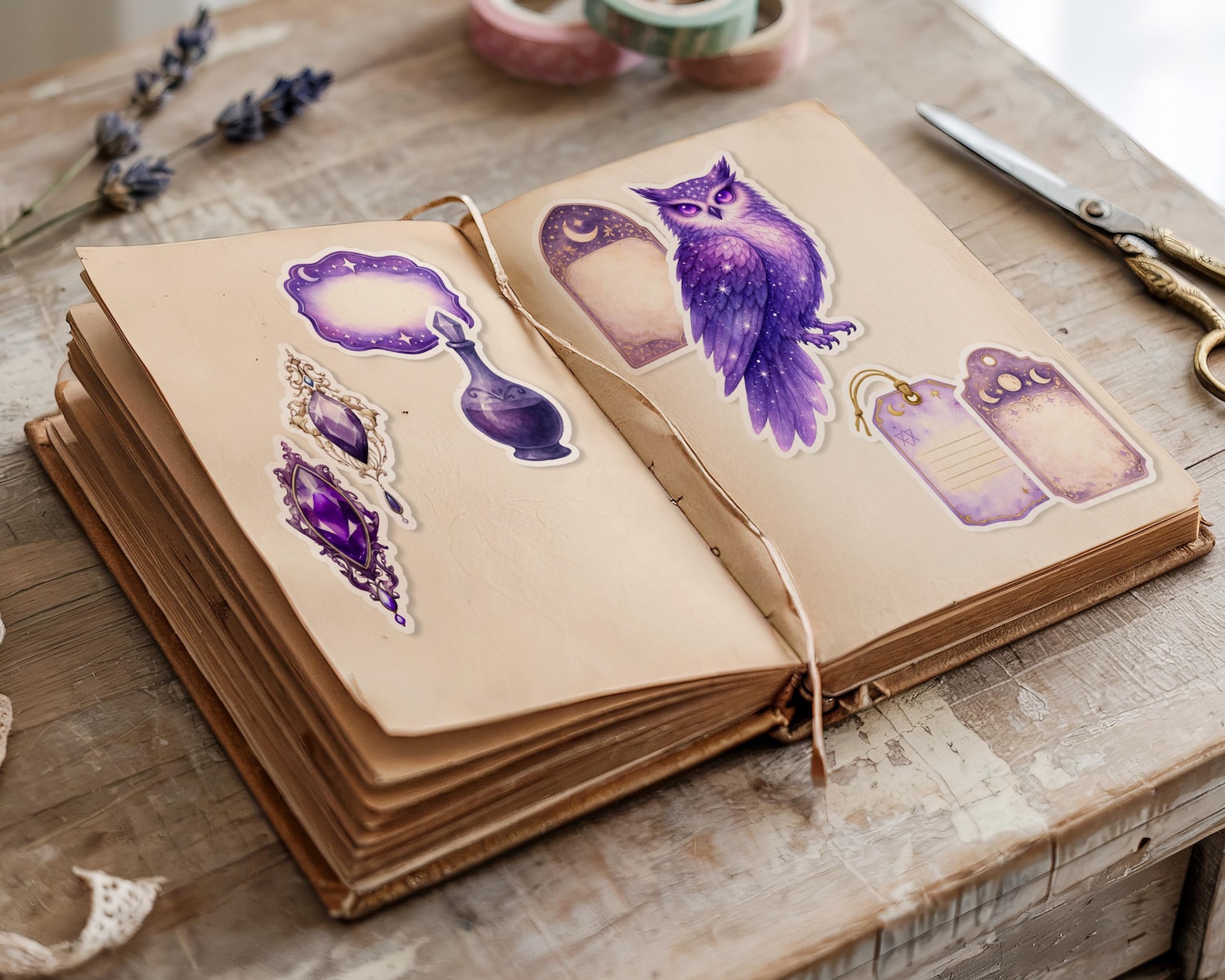 Journal Object Purple Junk Journal Printable Ephemera, Mystic Labels & Fussy Cuts ...