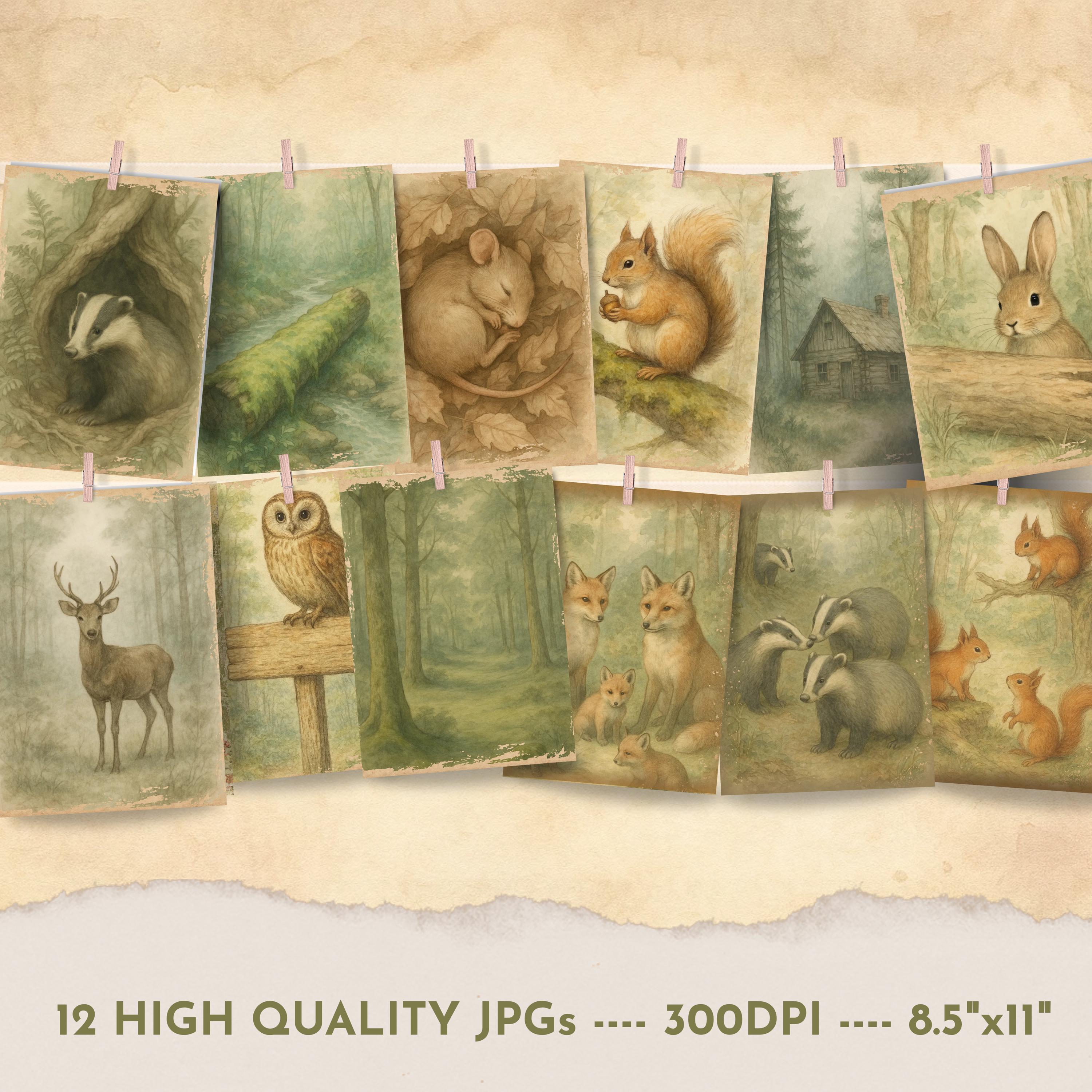 Woodland Animal Junk Journal Pages, Forest Creatures Ephemera ...