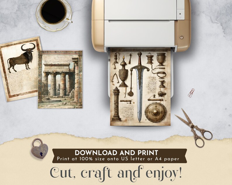 Mythical Creature Junk Journal, Minotaur Mythology Pages, Ancient Greek ...