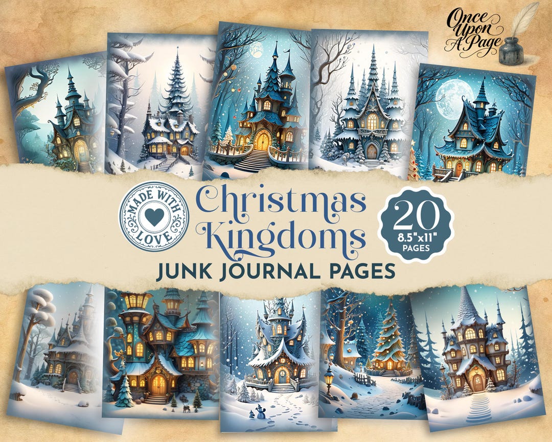 Enchanted Forest Junk Journal Printable Pages, Christmas Castle Digital ...