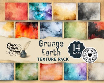 Junk Journal Grunge Backgrounds, Grunge Earth Texture Pack, Abstract Earth Tones Printable Papers, Distressed Scrapbook Kit DP001
