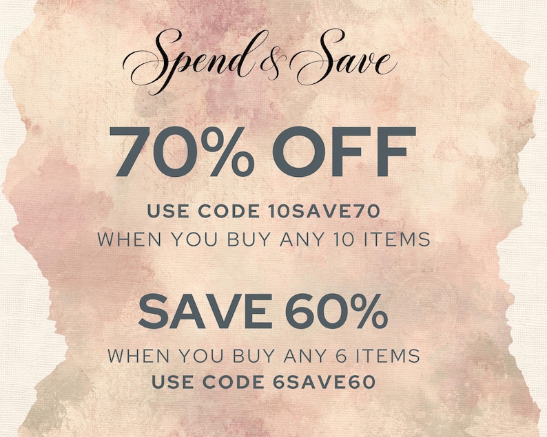 The image is an advertisement for a 70% off sale, offering a discount on purchases of any 10 items or any 6 items, depending on the purchase amount. The text encourages customers to use a specific code, such as 10SAVE70, when making their purchases to maximize the savings.