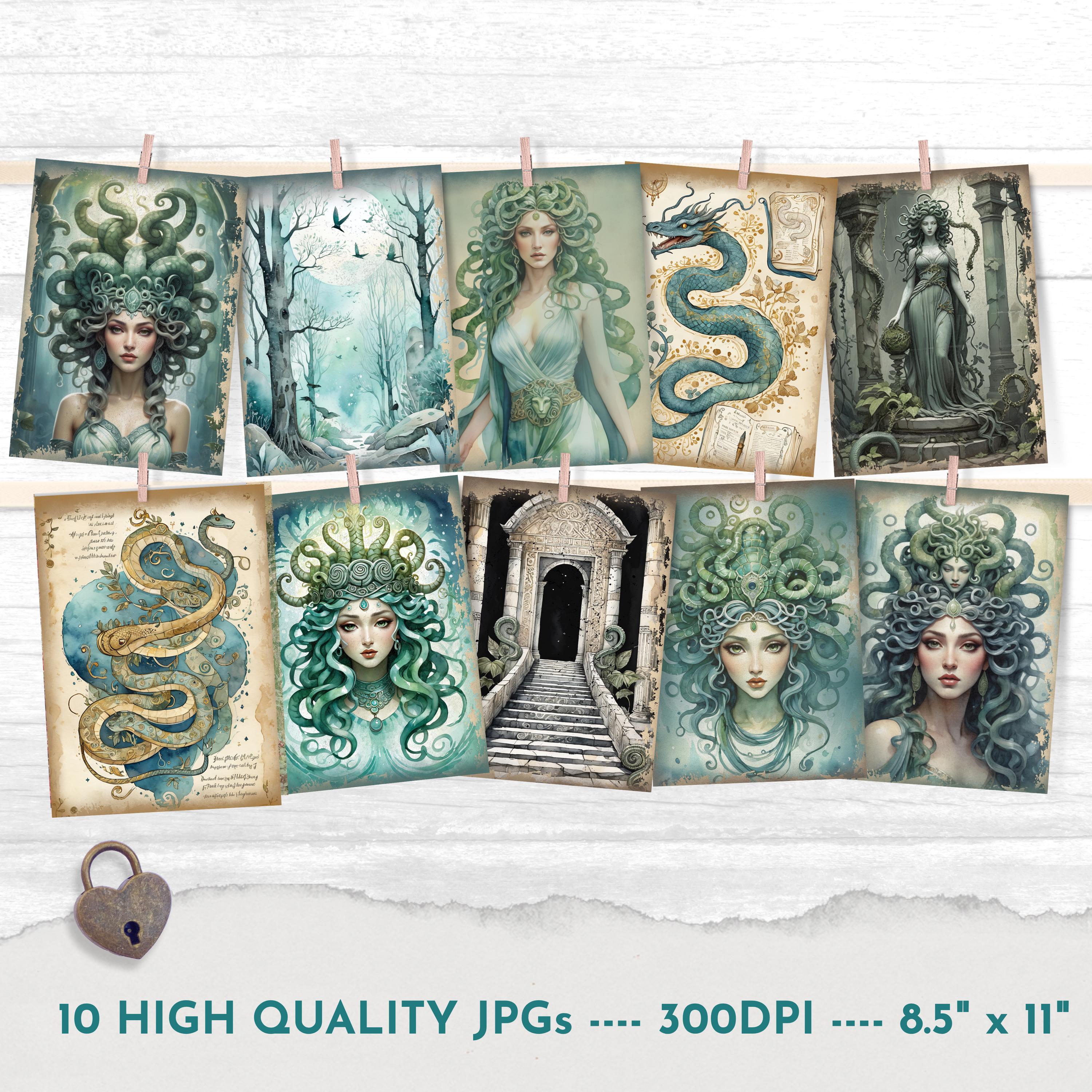 Medusa Note Medusa Junk Journal Pages Kit, Snake Journal Printables, Ancient Greece ...