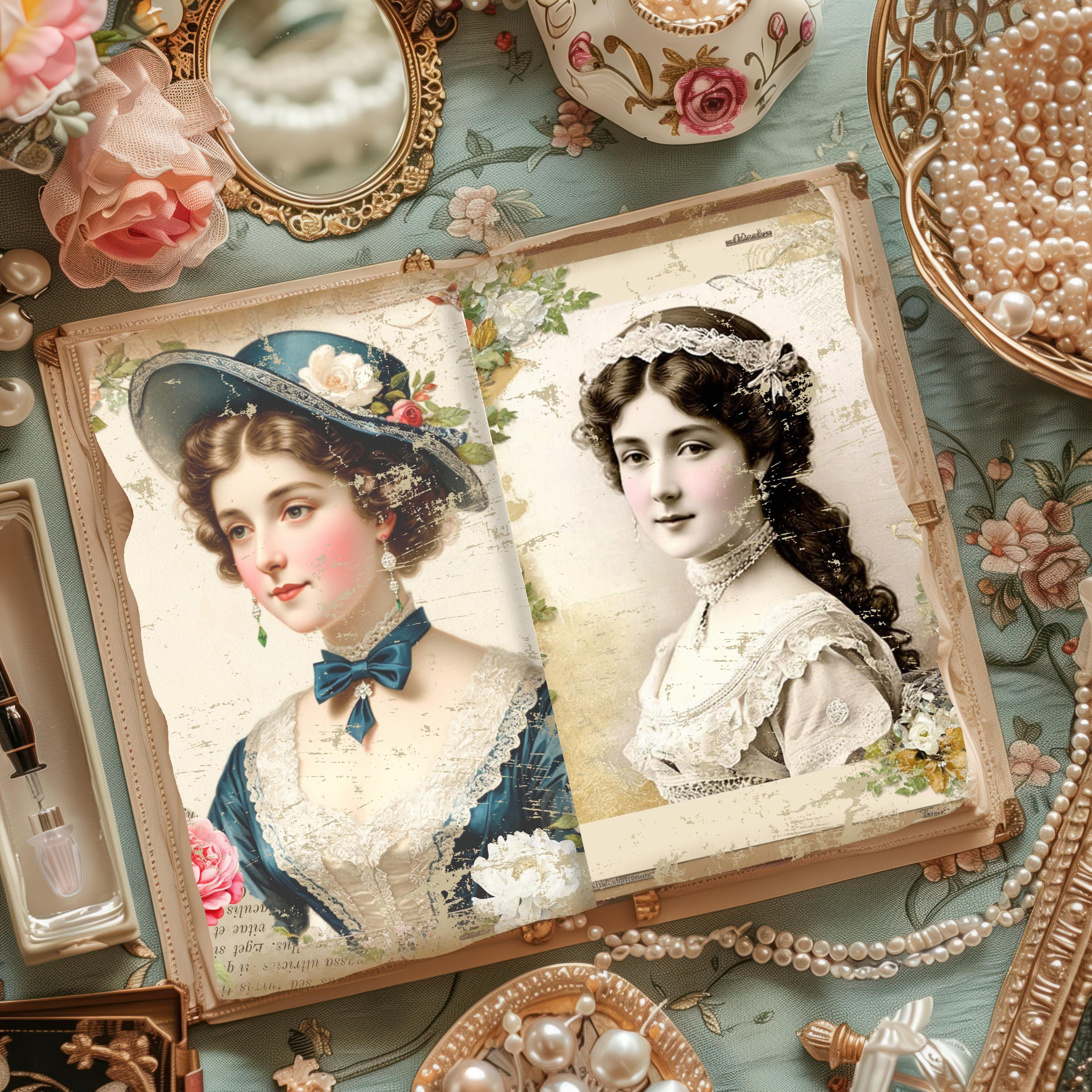Victorian Ladies Junk Journal Pages, Vintage Woman Collage Sheet ...