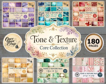 Papel de fondo imprimible para diario creativo, paquete gigante de papel digital, páginas de diario con textura de acuarela, fondos rosa y azul estilo shabby chic.