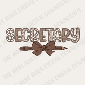 Secretary PNG, Teach, School, Pencil Bow, Trendy, Leopard, Checkered, Coquette PNG, Leopard Office PNG Design