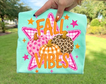Fall Vibes PNG, Pumpkin PNG, Cute Fall Shirt Design, Trendy Autumn PNG, Leopard Pumpkin, Sublimation Download