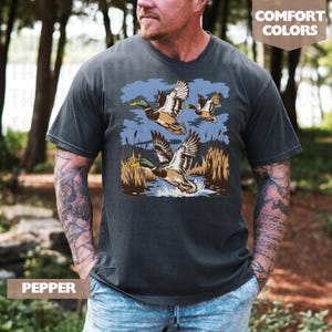 Vintage Nature Tee Comfort Colors, Duck Hunting Shirt for Men, Mallard Duck shirt, Retro Wildlife T-Shirt, Dad Gift, Naturecore Gift