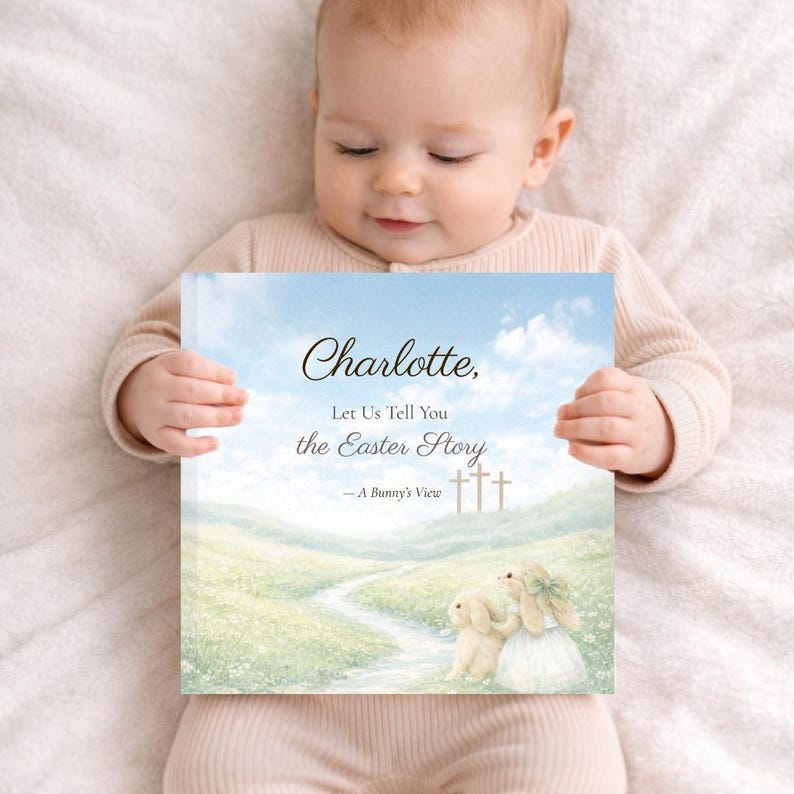 Personalisiertes Ostergeschichtenbuch für Kinder, christliches Andenken für Kinder, vom Glauben gefülltes Ostergeschenk, Hardcover oder Softcover Bild 1