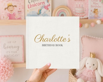 Personalized Birthday Memory Book, Linen Birthday Keepsake, 18 Year Birthday Tradition, First Birthday to 18 Gift