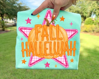 Fall Hallelujah PNG, Christian Pumpkin PNG, Faith Fall Shirt Design, Autumn PNG, Cute Christian Sublimation