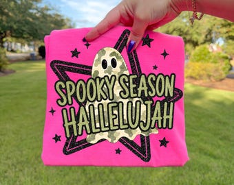 Halloween PNG, Christian Halloween png, Spooky Season Hallelujah png, Cute Camo Ghost png, Fall Shirt Design, Sublimation Download