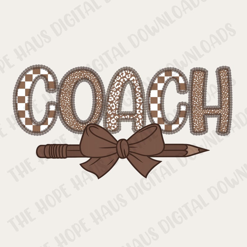 Coach PNG, Teach, School, Pencil Bow, Trendy, Leopard, Checkered ...