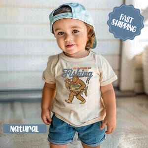 Fishing Bigfoot Toddler Shirt - Cute Fish Children&#39;s Clothing - Future Fisherman Tee - Boho Natural Kids & Youth Shirts - Cute Kids Shirt