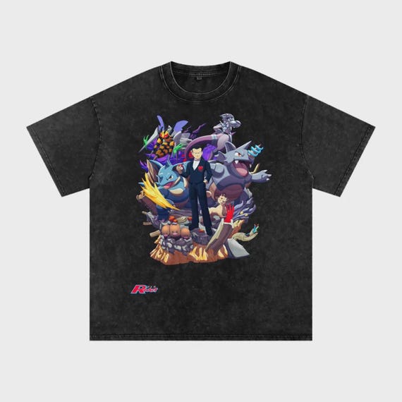 Giovanni Team Rocket Pokemon Inspired - Acid Wash Oversize T-shirt