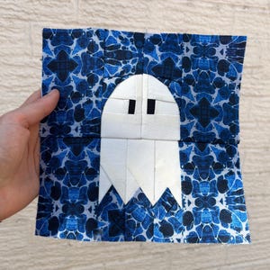 Ghost-quiltblokpatroon - Halloween FPP-naaisjabloon - A4-pdf 5 maten