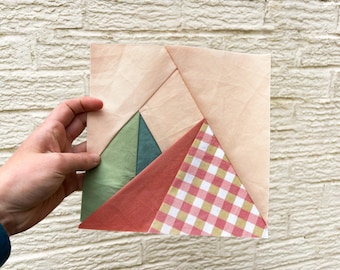 Mountain Landscape Quilt Block - Beginner FPP Sewing Pattern - A4 PDF Digital Download 5 Sizes