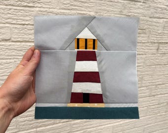 Leuchtturm Quilt Block FPP Vorlage - Nautisches Meer Schnittmuster - Digitaler Download - 5 Größen