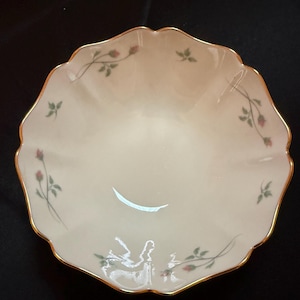 Vintage Lenox Rose Manor Sculpted Bowl with Gold Trim