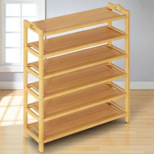 Simple Bamboo Shoe Rack, Multi-Layered Entryway Shoe Shelf Organizer, Large Capacity Shoe Storage Cabinet for Home & Closet
