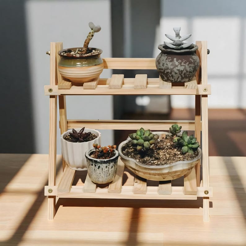 2-tier Wooden Desktop Organizer Shelf, Trapezoidal Office Storage Rack ...