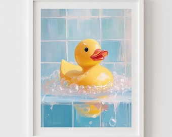 Rubber Duck Bathroom Print: Whimsical Yellow Duck Nursery Decor (Digital Download)