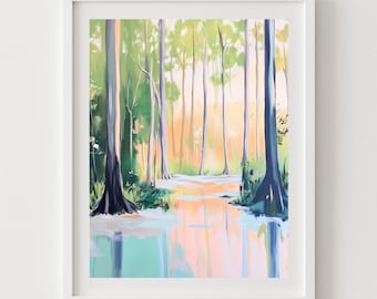 Cypress Swamp Art Print: Southern Bayou Landscape (Digital Download)