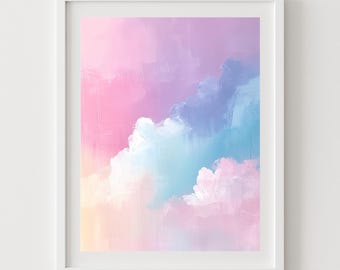Impresión de cielo pastel: Arte mural abstracto de nubes de ensueño (descarga digital)