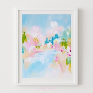 Abstract Pastel Landscape Print: Impressionist Floral Digital Art (Downloadable JPGs, 300 DPI)