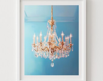 Blue Rococo Chandelier Art Print: Marie Antoinette Style (Digital Download)