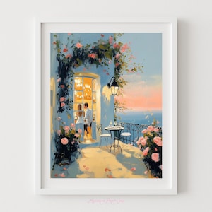 Romantisches Date am Meer druckbare Kunst - Nachtkunst, Lichtmalerei, Paare Poster, Schlafzimmer Kunst, Verträumter Abend am Meer