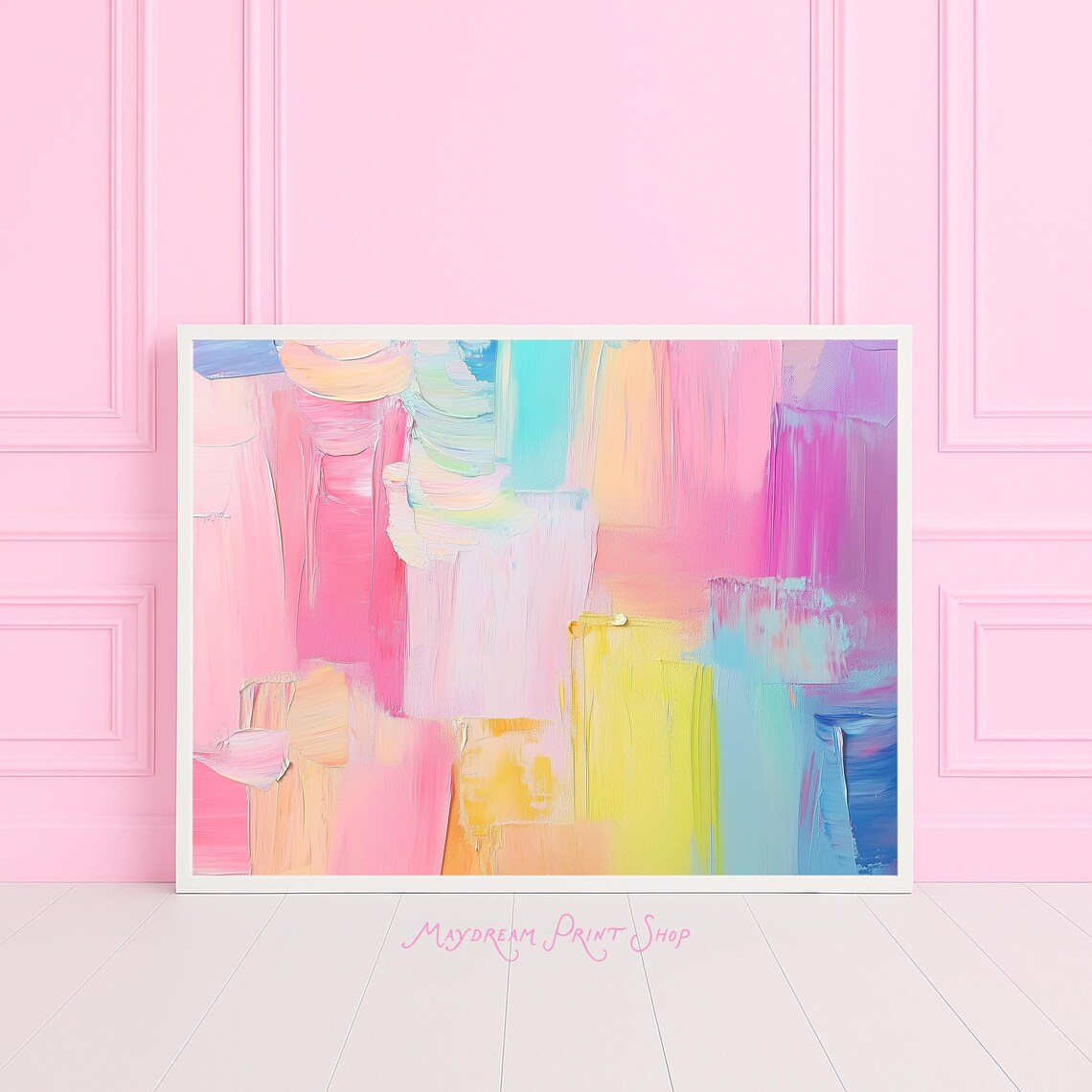 Abstract Colorful Art Printable - Square Brushstrokes, Bright and Happy ...