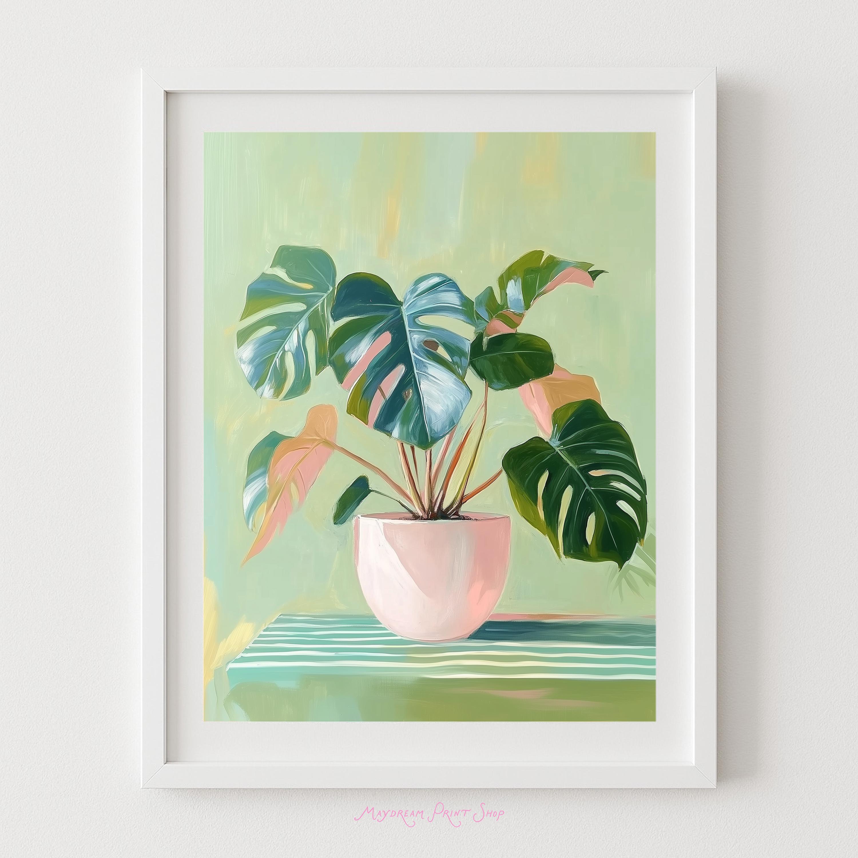 Pink monstera painting - Etsy.de