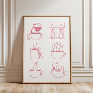 Trendy Coffee Print, Espresso Coffee Bar Wall Art, Retro Caffe Poster, Kitchen Print, Coffee Lovers Wall Art, Digital Print