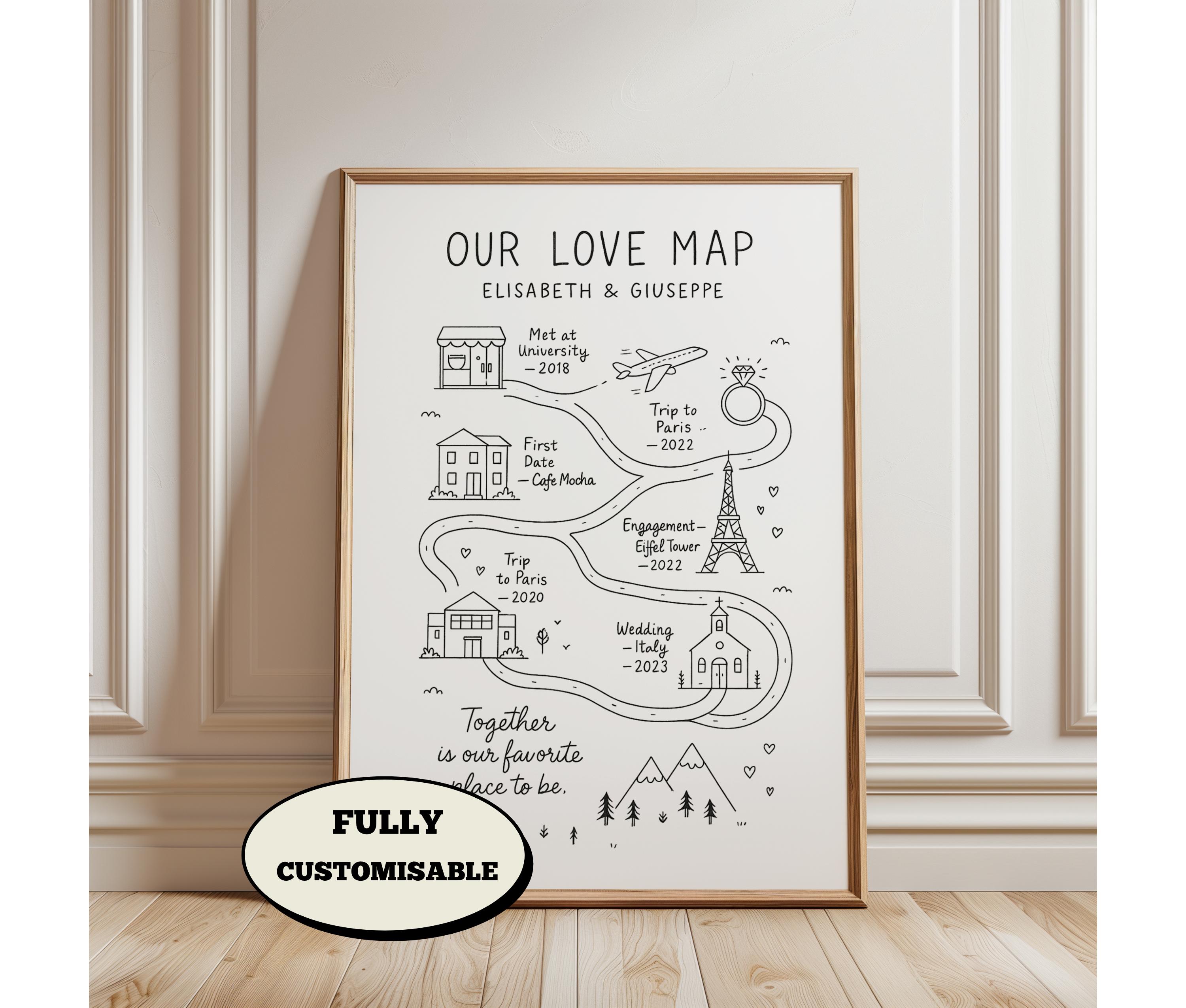 Custom Relationship Map , Our Love Story Map , Personalized Couple Line Art  , Anniversary Gift for Him Her , Engagement Wedding Gift - Etsy Israel, image size:3000x2550