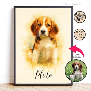 Retrato digital personalizado de mascota a partir de una foto, pintura personalizada de perro o gato, arte mural conmemorativo, descarga imprimible para la pérdida de una mascota