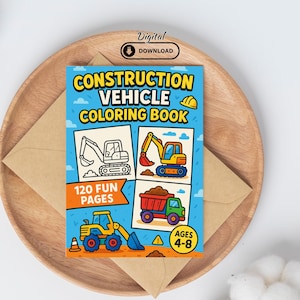 Construction Truck Coloring Pages – Excavator & Vehicle Printable Sheets for Kids, 120 Pages – Construction Birthday Party Activity