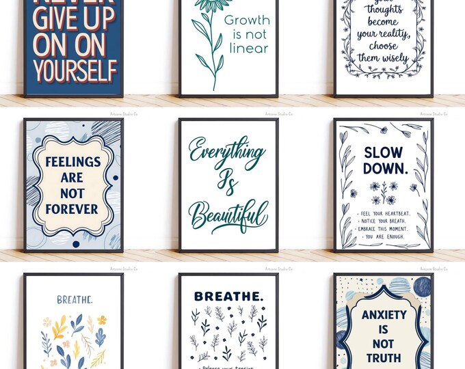6 Mental Health Wall Art Prints, Gallery Wall Art Set for Therapy ...