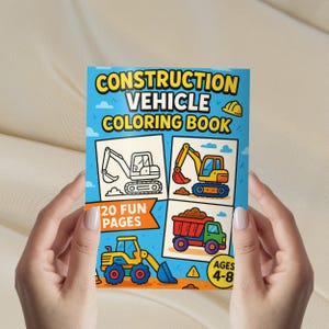 Construction Vehicle Coloring Book PDF for Kids 120 Pages Printable Diggers Dump Trucks Bulldozers Activity Sheets Digital Download PDF File