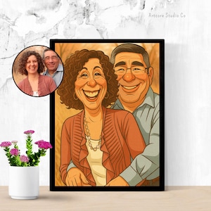 Custom Caricature Portrait from Photo , Personalized Digital Drawing , Funny Gift for Couples, Friends, Pets, Family , Printable Art