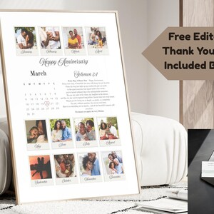 Custom Polaroid Photo Picture Collage, 2nd anniversary gift, 9th anniversary gift, polaroid photo, 1 year wedding anniversary gifts