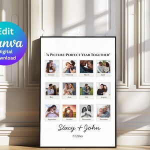 Custom polaroid, 1st Anniversary Gift, 1 Year Wedding Anniversary Gifts, 1 Year Anniversary, Digital Wall Art, Gifts For Her, Polaroid Print