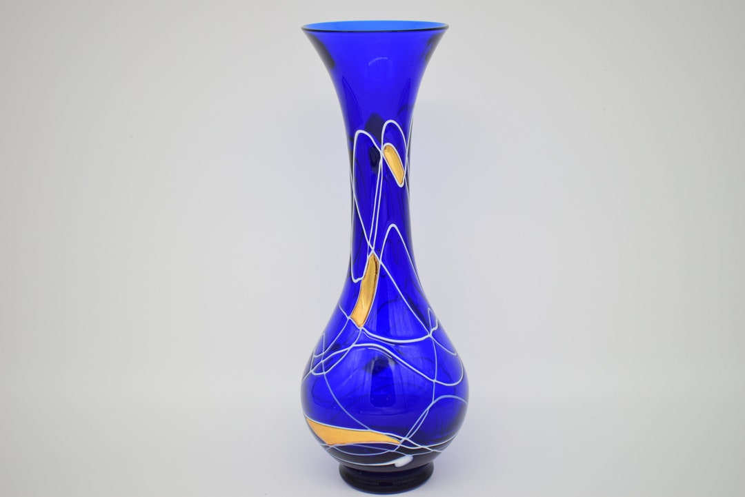 1980s Lucka Glas Solingen Vase Cobalt Blue Glass Vase With Etsy