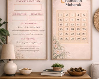 Ramadan Planner Printable, Daily Fasting Tracker Prayer Log, Ramadan Countdown Kids & Adults PDF, Islamic Journal, Free Eid Sticker Gift