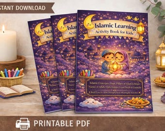 Islamic Learning & Activity Book for Kids | Faith-Centered, Calm Activities | Ages 4+ | Poster Pages| Bonus Daily Faith Board