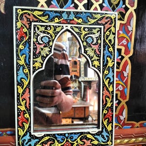 moroccan handpainted mirror , wooden painted mirror