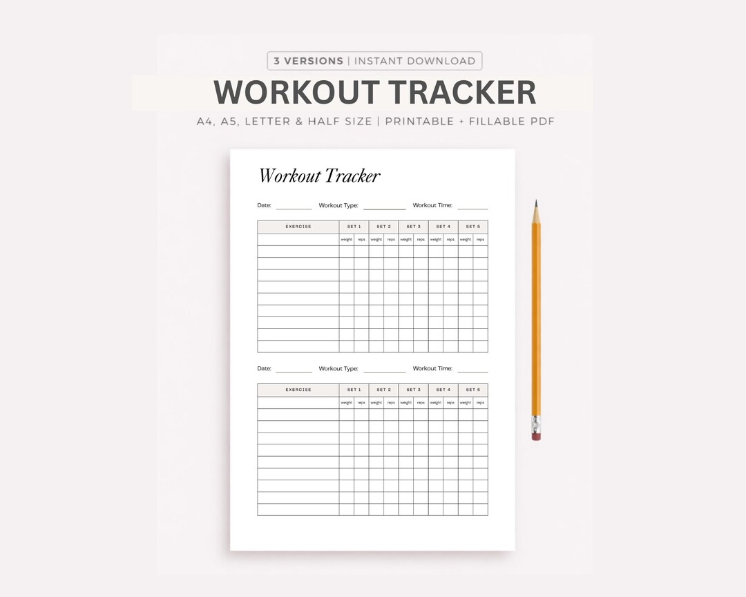 Exercise Tracking Template Fun Workout Tracker | Worksheet | Workout Planner Spreadsheet | Exercise ...